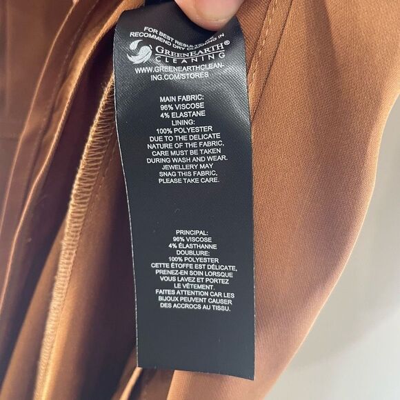 NWT Self-Portrait Women’s Midi Wrap Dress Button Front Cognac Brown sz 0 - Picture 14 of 15